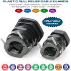 PG & Metric Plastic IP68 Cable Glands Black RAL9005 with Extra Metal Clamp (Traction Relief Clamp)