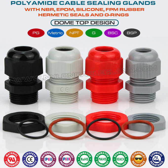 Polyamid PG13.5 Kabelverschraubung, 20.4 mm PG Gewinde IP68 Isolierte Kabelverschraubung für 6–12 mm Kabelbereich