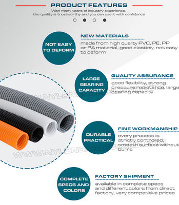 Polyamide PA6 Colored Electrical Conduit, AD15.8 Nylon Corrugated Tube 12mm Polymer Flexible Pipe for Wire Harness