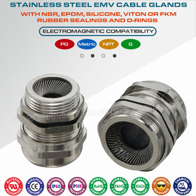 EMV/EMC Kabelverschraubungen für abgeschirmte Kabel, PG Gewinde, Edelstahl SS304, SS316 und SS316L