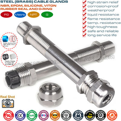 Metall Kabelverschraubung Kabeleinführungen IP68 Edelstahl 304/316 mit langem (extra langem, ultralangem) Gewinde