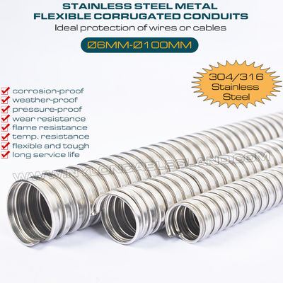 Flexible Wellschläuche Metall Ø6mm~Ø100mm, 316 & 304 Edelstahl Wellrohre axiale Spannung 36 kgf~600 kgf für Drahtschutz
