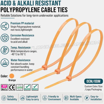 Kabelbinder Polypropylen (PP) 3,6 x 200 mm, ausgezeichnete Beständigkeit gegen Chemikalien, Säuren und Laugen, geringe Wasseraufnahme, für die Aquakulturindustrie
