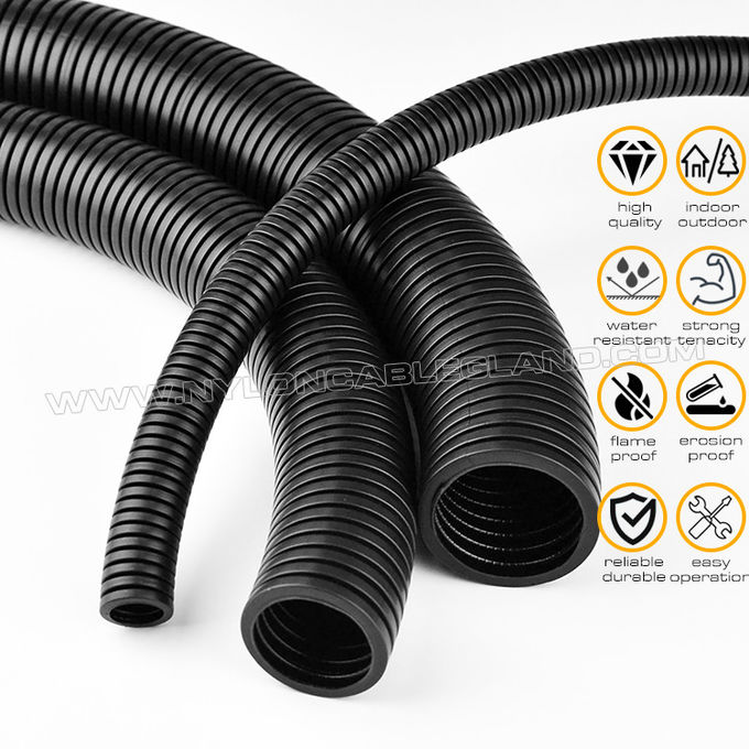 Feuerfestes flexibles Rohr Polypropylen (UL94 V-0), AD21.2 Wellrohr-Drahtkanal schwarz RAL9005 für Kabelmanagement