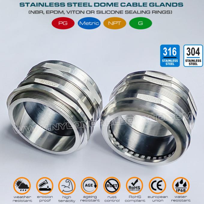 IP68 Kabelverschraubung Edelstahl Typ 316L / 316 / 304 Metrisches Gewinde M100x2.0 (EN 60423) für 78mm~84mm Kabel