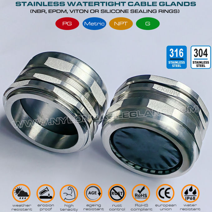  65~70mm Bereich Einstellbar 304 & 316 Edelstahl Wasserdicht Kabelverschraubung M88x2 für große elektrische Kabel
