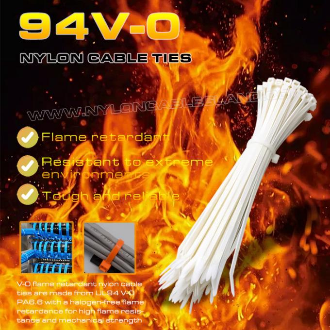 94V-0 Nylon 6.6 Kabelbinder 150x3.6mm, Ø3~35mm verstellbarer flammhemmender Polyamid 6.6 Kabelstreifen für flammhemmende Anwendungen